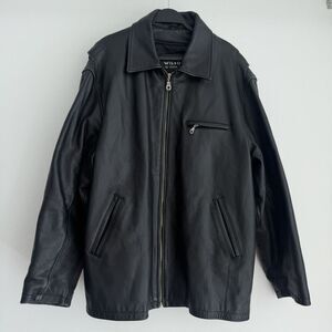 Vintage Wilsons Leather Jacket Mens Large Black Thinsulate Quilted‎ Lining Moto